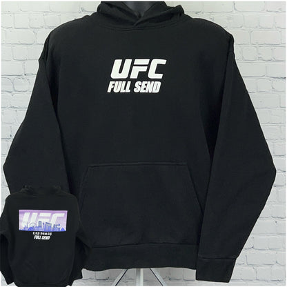 UFC Full Send Las Vegas Black Hoodie with a Bold Graphic Print on the Front and Back