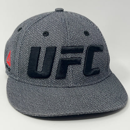 Reebok UFC Snapback Cap in Gray with Black Logo, Front View