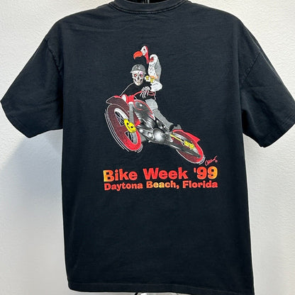 Vintage Daytona Beach Bike Week T Shirt Mens X-Large Badlands Trading Post Black