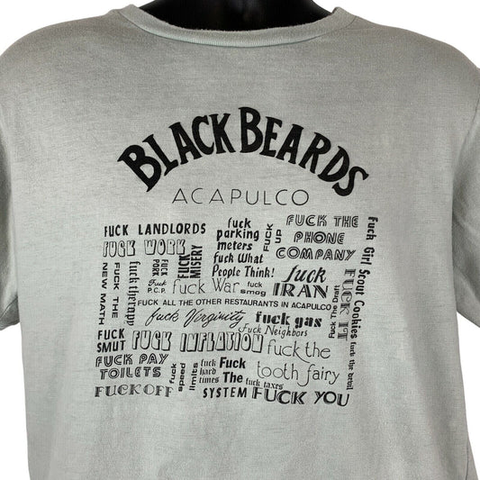 Vintage Blackbeards Acapulco Fu-k Everything T Shirt Mens Large Mexico 80s Gray