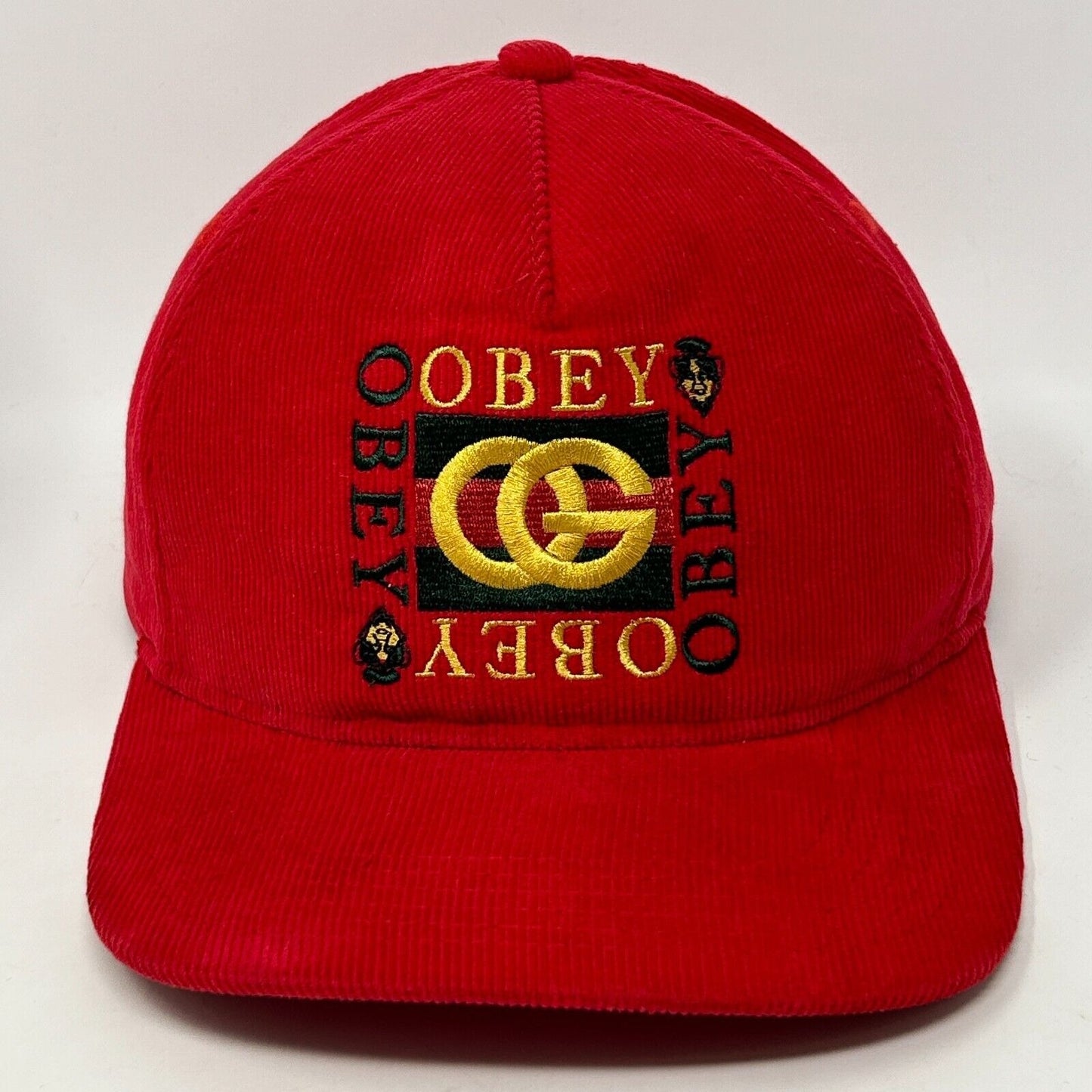 Obey Clothing OG 灯芯绒棒球帽 Shepard Fairey 涂鸦艺术 红色