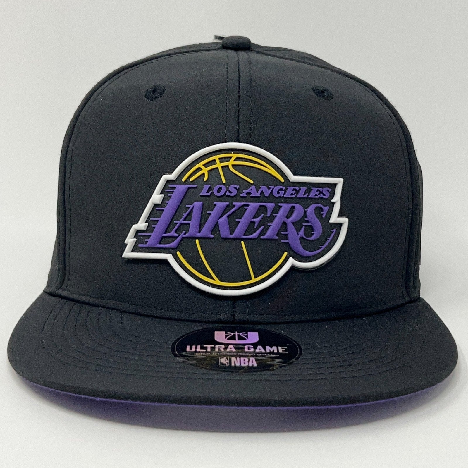 Black Ultra GAME Los Angeles Lakers Hat with Purple Logo and Flat Brim for Basketball Fans