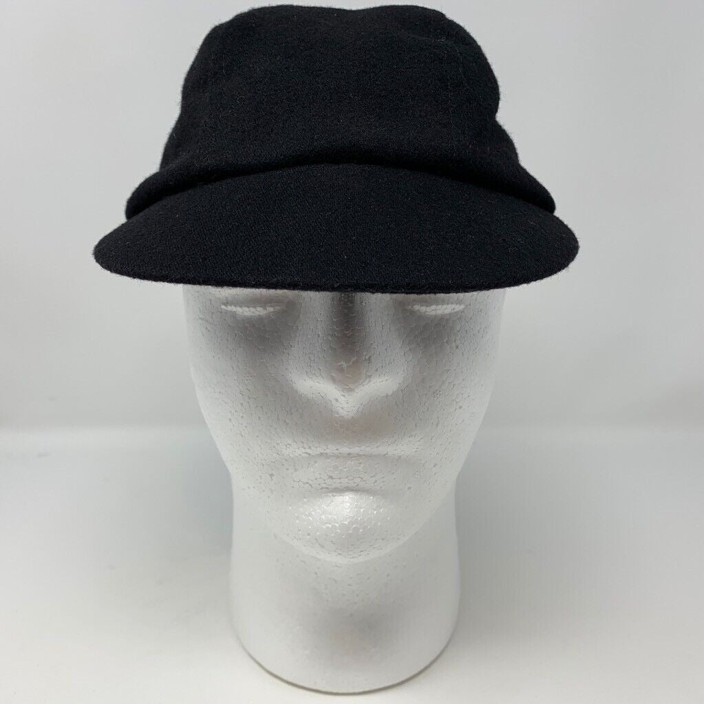 Bloomingdales Aqua Newsboy Hat Womens Black Wool Blend Camp Cap Made In Italy