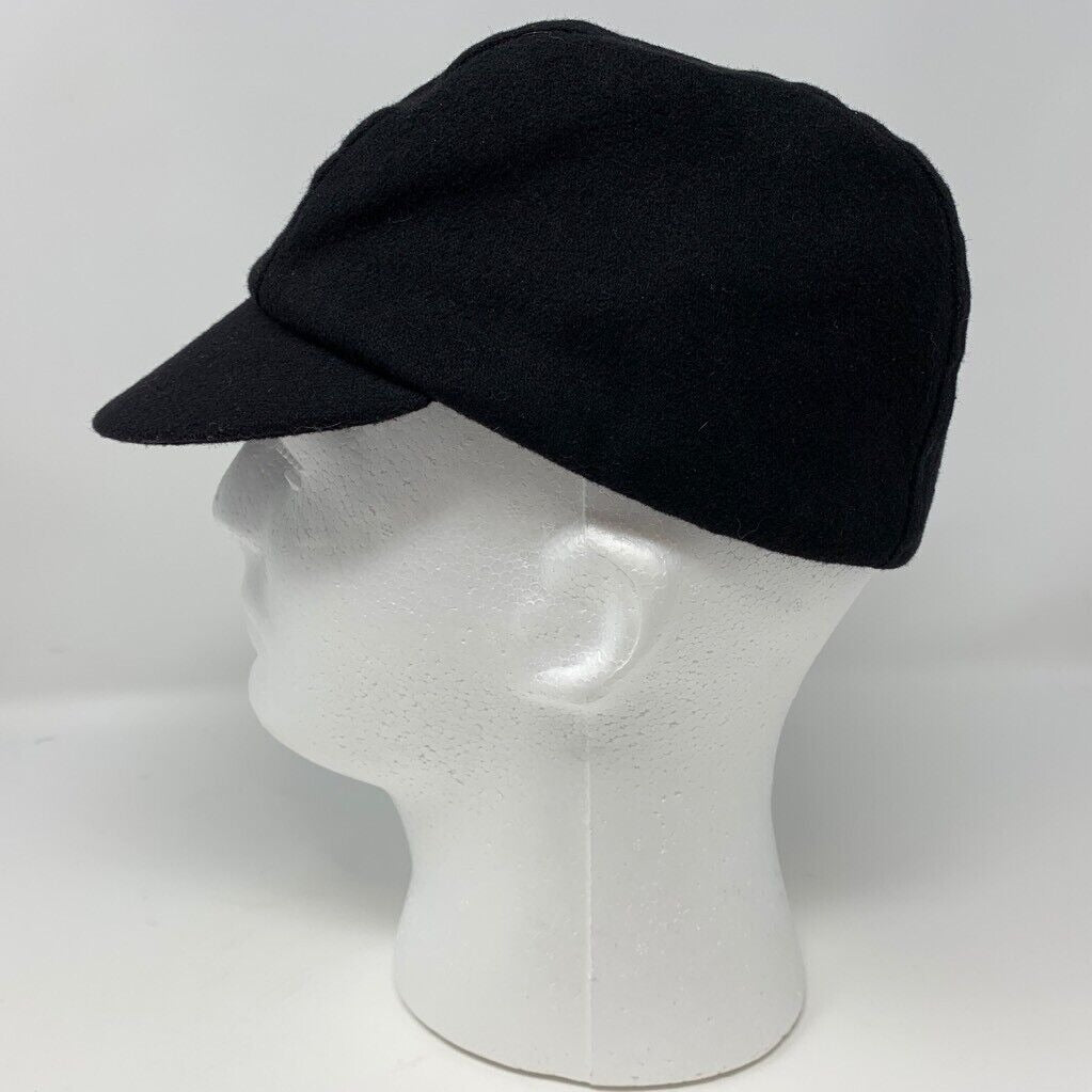 Bloomingdales Aqua Newsboy Hat Womens Black Wool Blend Camp Cap Made In Italy