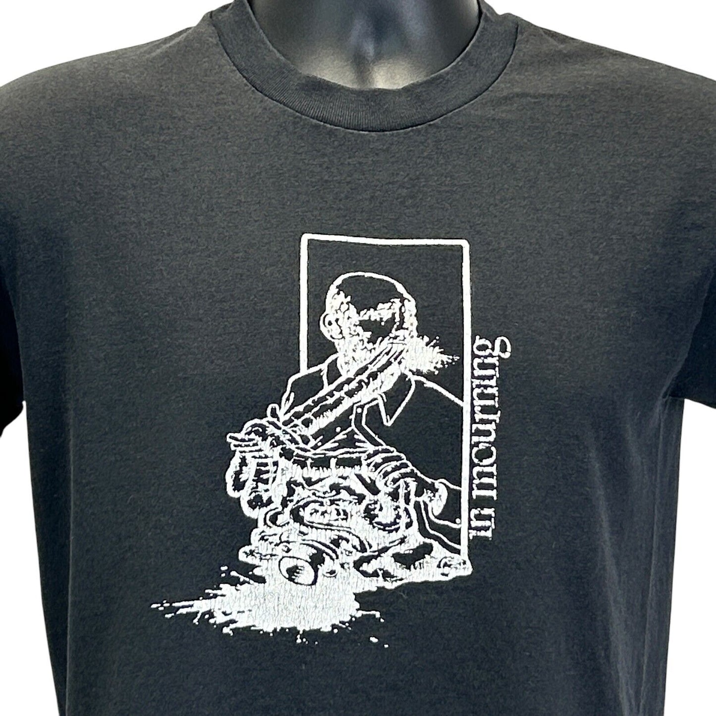 Hanes black In Mourning Band T-Shirt featuring a unique front design with artistic details