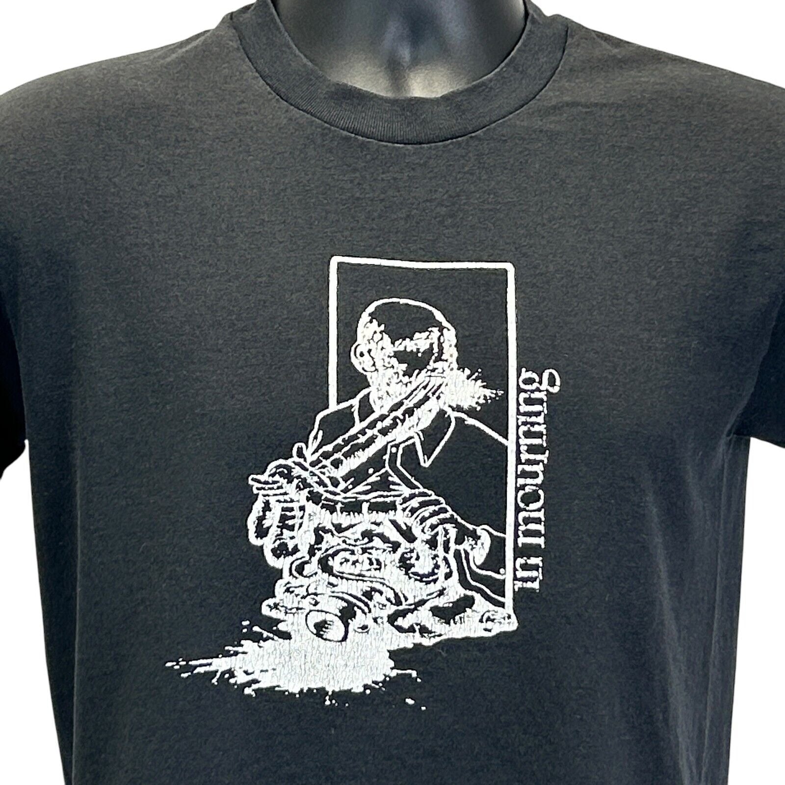 Hanes black In Mourning Band T-Shirt featuring a unique front design with artistic details