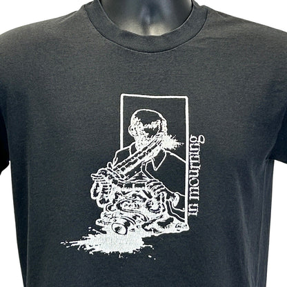 Hanes black In Mourning Band T-Shirt featuring a unique front design with artistic details