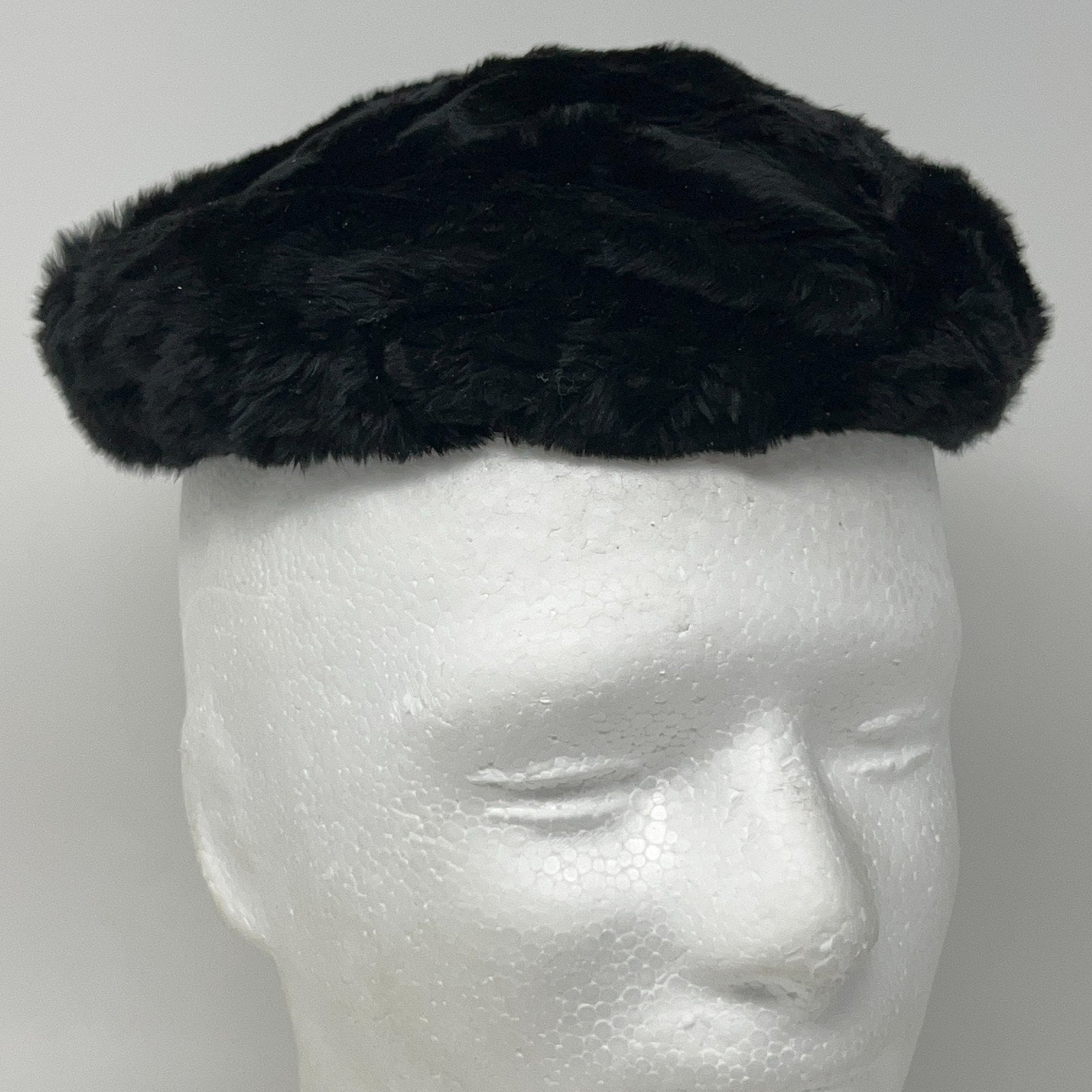 Saks Fifth Avenue black pillbox hat, vintage style, front view, women's accessory