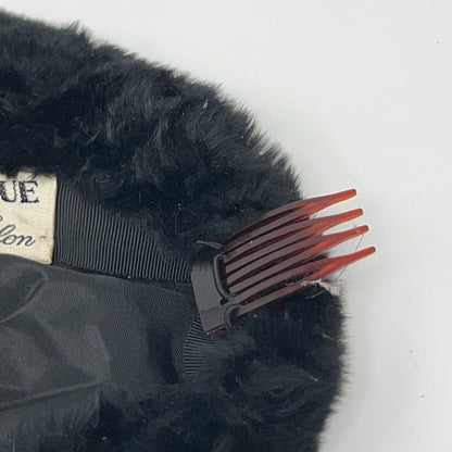 Saks Fifth Avenue vintage black pillbox hat with inner comb for secure fit