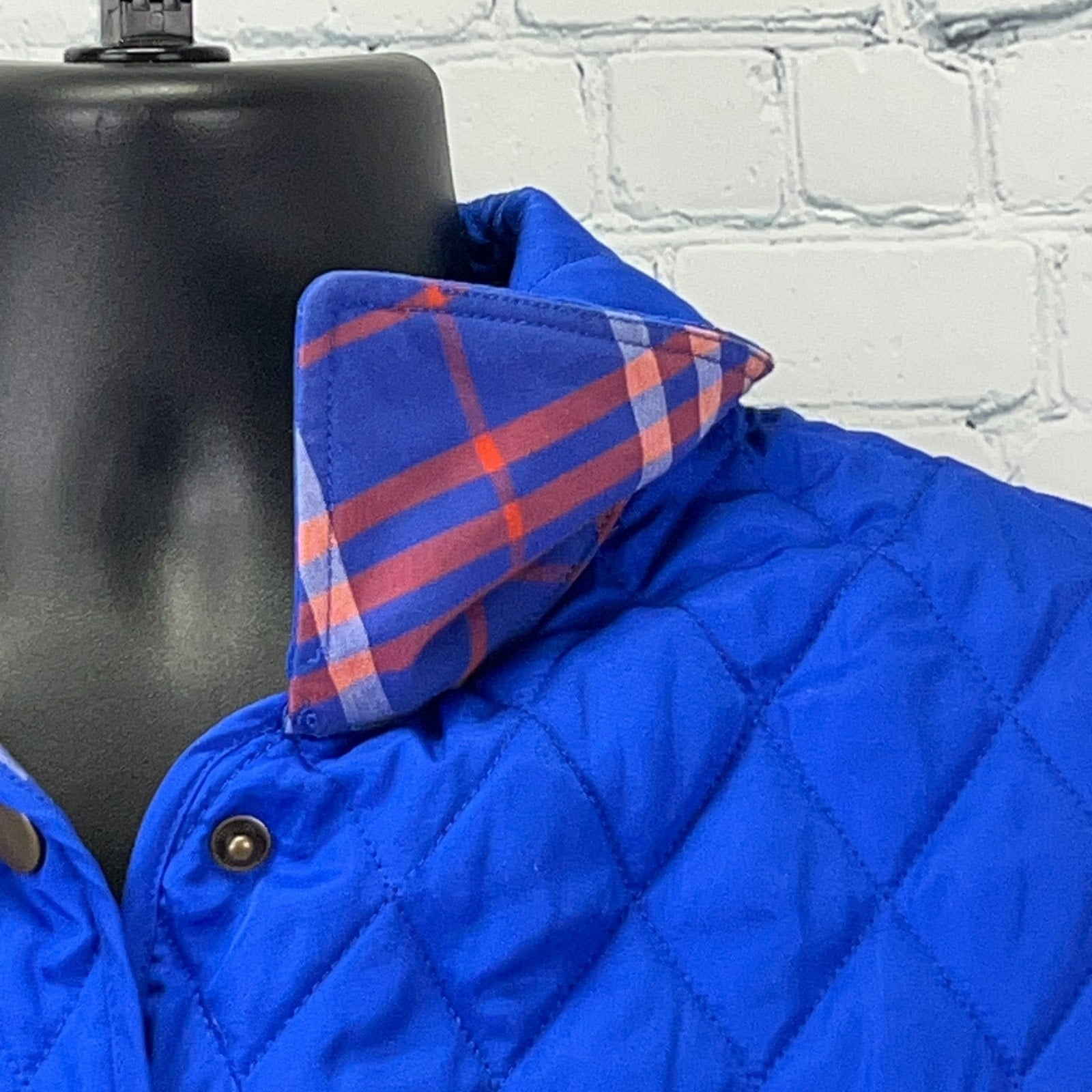 Yarmouth Ice Club quilted jacket blue plaid front view
