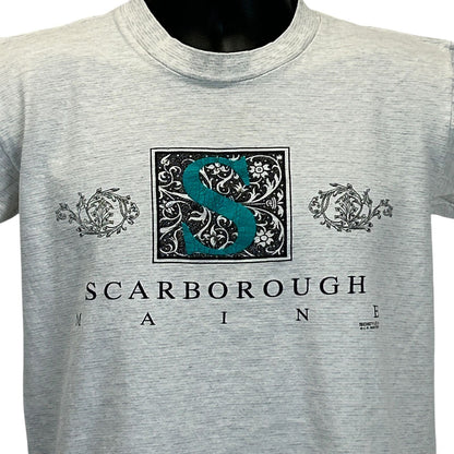 Gray Tennessee River T-Shirt featuring Scarborough Maine graphic on the front in teal and black