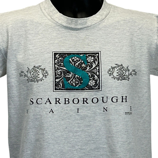 Gray Tennessee River T-Shirt featuring Scarborough Maine graphic on the front in teal and black