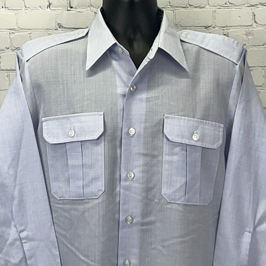 Propper USAF Uniform Shirt in Light Blue, Front View with Two Chest Pockets and Button Closure