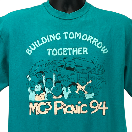 Vintage 90s USMC Marine Corps MC3 T Shirt Military Picnic USA Made Green L Large