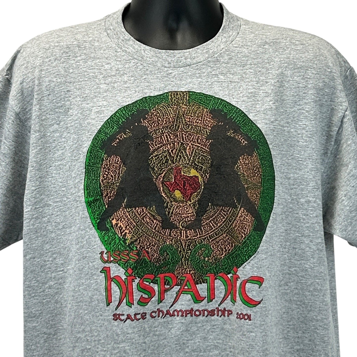 Gray Fruit of the Loom T-Shirt featuring USSSA Hispanic State Championship 2004 graphic on the front