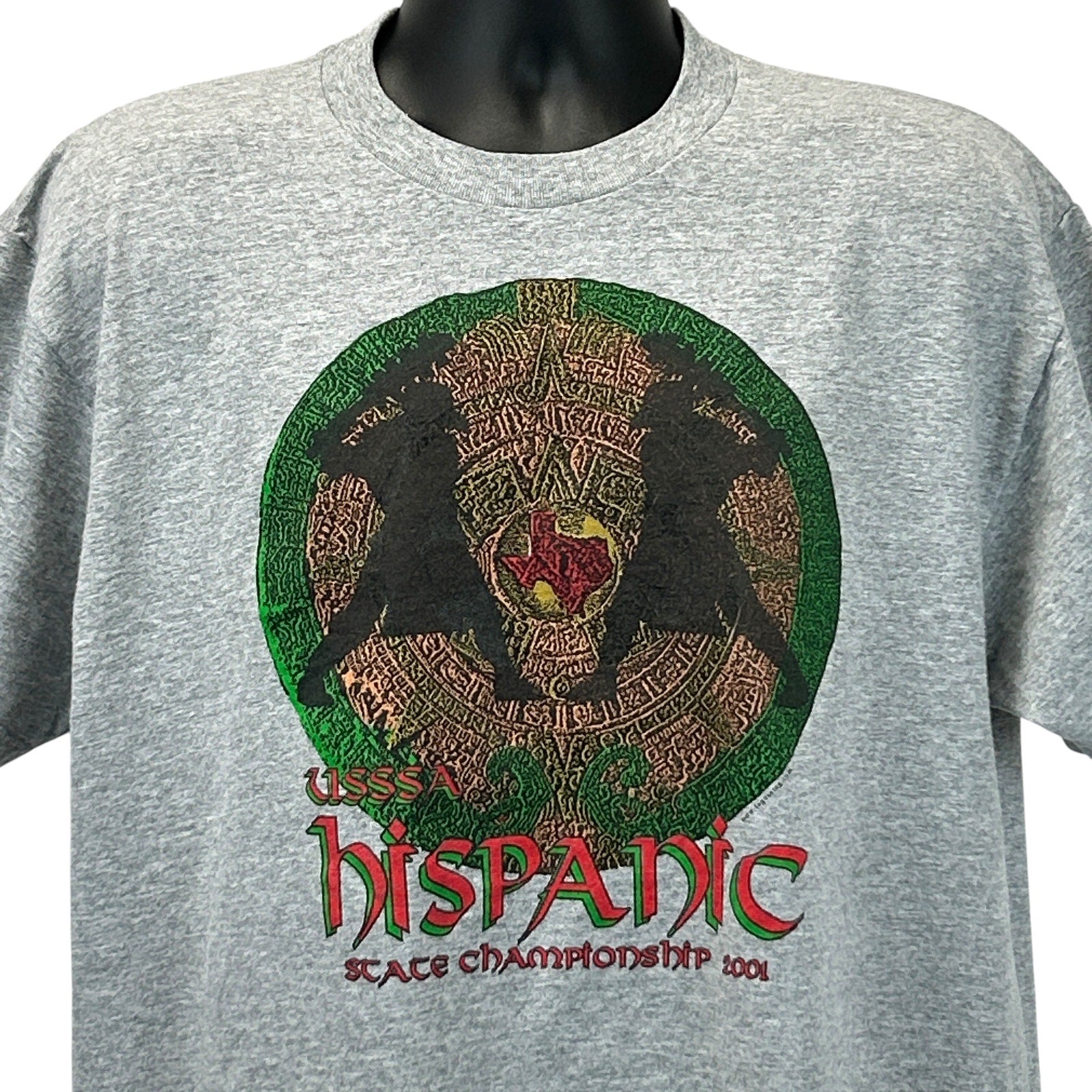 Gray Fruit of the Loom T-Shirt featuring USSSA Hispanic State Championship 2004 graphic on the front