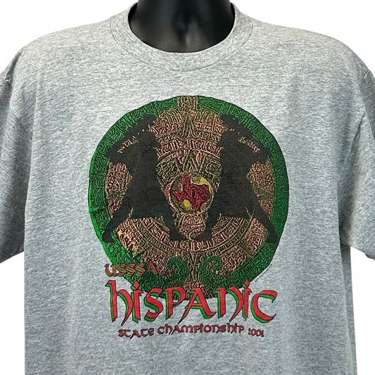 Gray Fruit of the Loom T-Shirt featuring USSSA Hispanic State Championship 2004 graphic on the front
