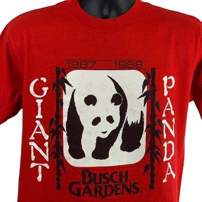 Vintage Busch Gardens Giant Panda Bear T Shirt Mens Medium 80s Red Made In USA