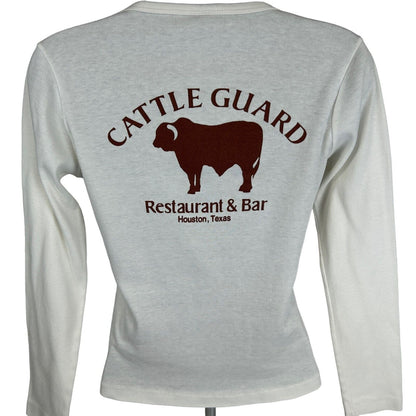 Vintage Cattle Guard Restaurant Bar T Shirt Womens Small Houston Texas 80s White