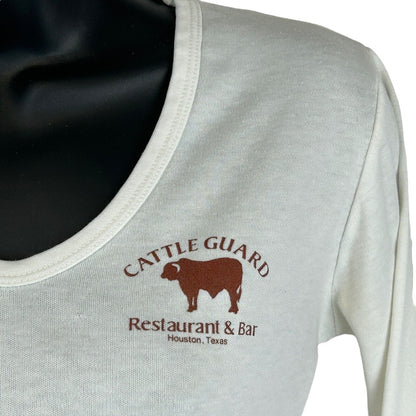 Vintage Cattle Guard Restaurant Bar T Shirt Womens Small Houston Texas 80s White