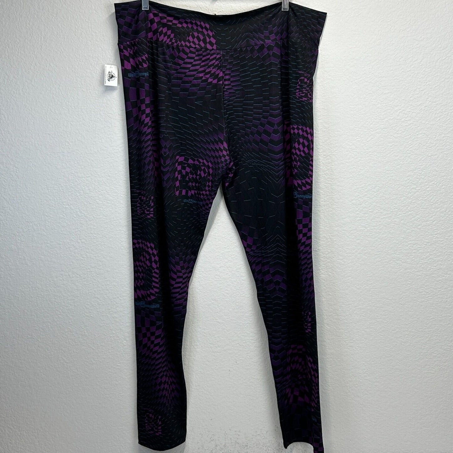 Walt Disney World Retro Glitch Leggings Womens 1X Yoga Geometric Mickey Black