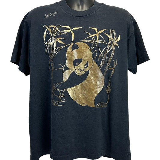 Vintage 90s Giant Panda Bear T Shirt Las Vegas Made In USA Black Mens XL X-Large