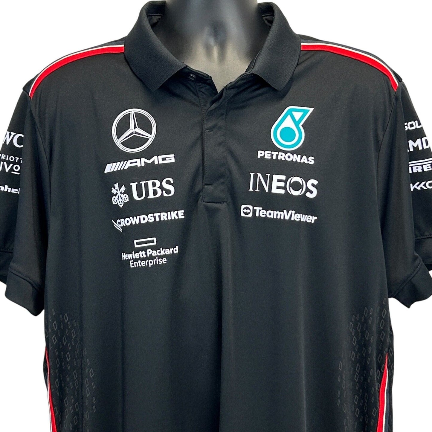 Mercedes AMG F1 Racing Team Polo Shirt Mens XXL Formula 1 Petronas Stichd Black