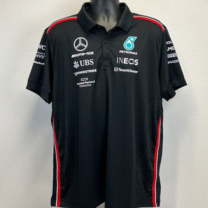 Mercedes AMG F1 Racing Team Polo Shirt Mens XXL Formula 1 Petronas Stichd Black