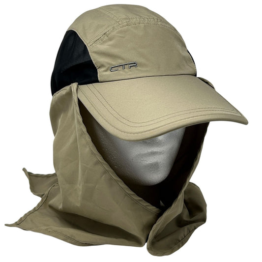 CTR Outdoors Fishing Hat Baseball Cap Flex Fitted L-XL Neck Flap Fisherman Beige