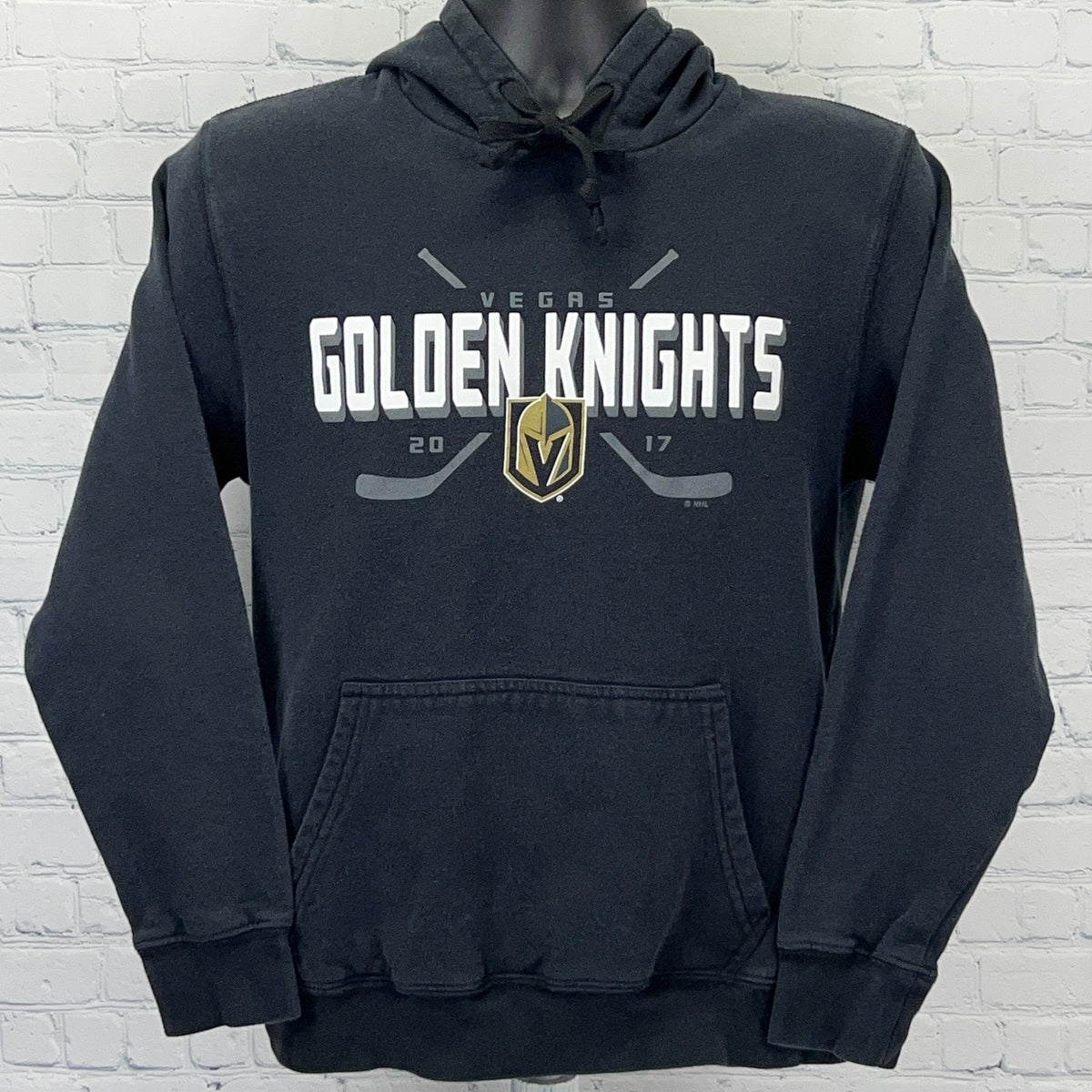 NHL Black Golden Knights Hoodie with Front Logo and Adjustable Drawstring