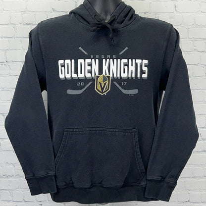 NHL Black Golden Knights Hoodie with Front Logo and Adjustable Drawstring