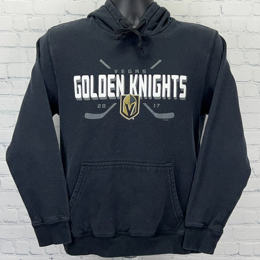 NHL Black Golden Knights Hoodie with Front Logo and Adjustable Drawstring