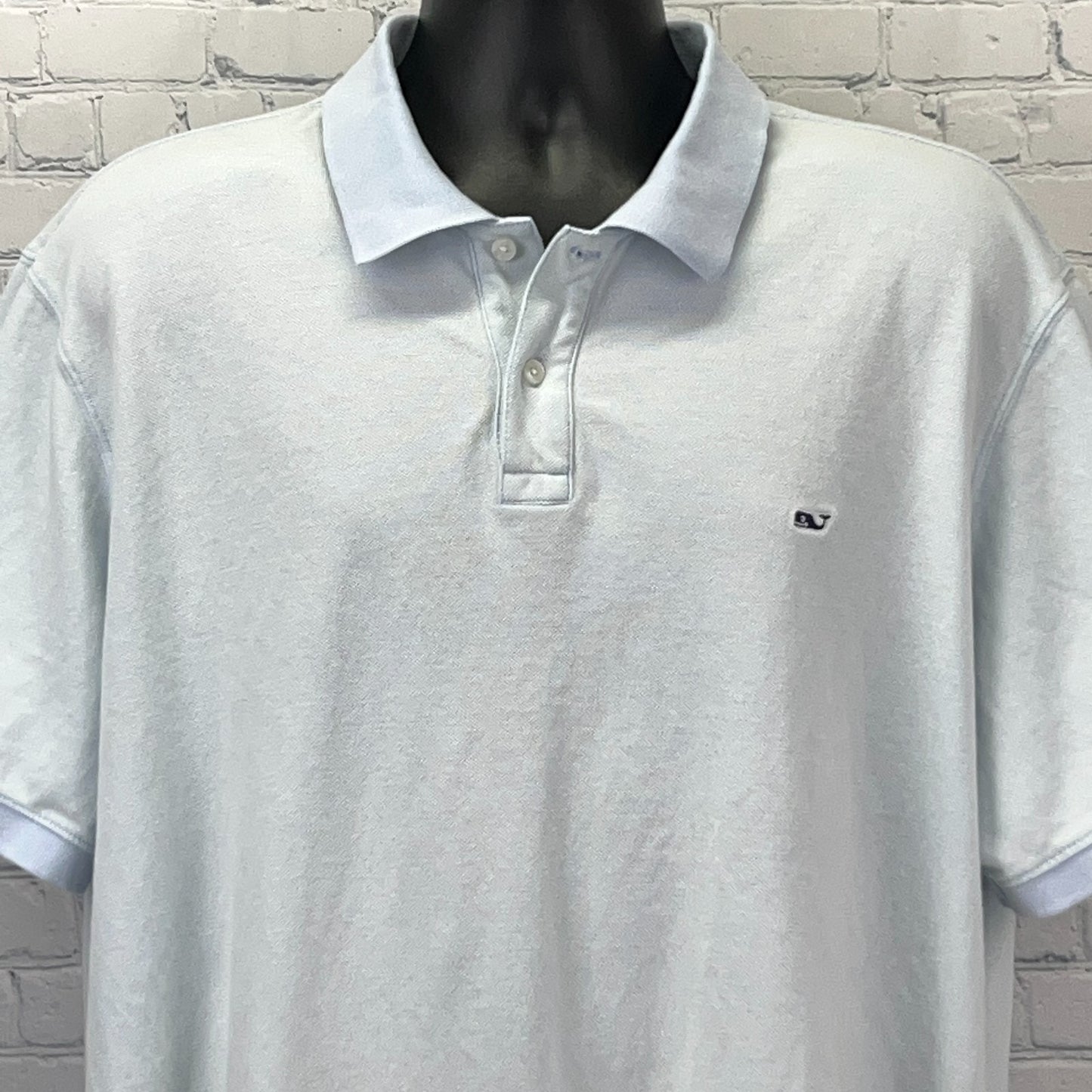 Vineyard Vines Light Blue Polo Shirt in Size XXL, Front View with Iconic Logo on Chest
