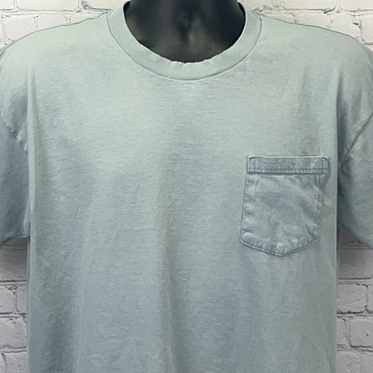 Vintage 90s Towncraft Light Green Pocket T-Shirt in Large with Soft Fabric and Casual Fit