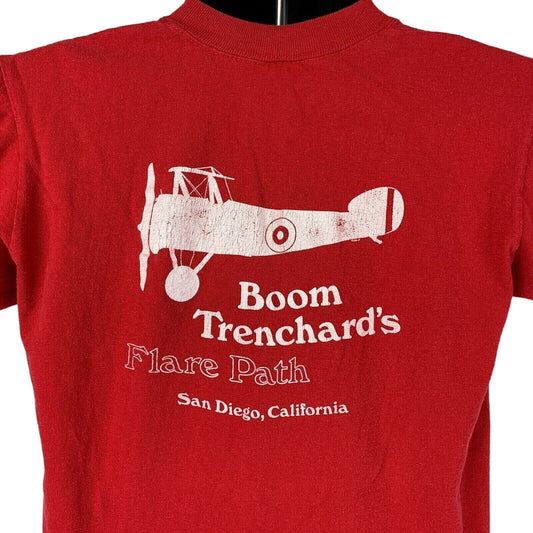 Red Stedman T-Shirt featuring Boom Trenchard's Flare Path print with San Diego design on the front