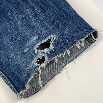 Akademiks Vintage Denim Jeans Blue Size 32 Front view with Distressed Hem