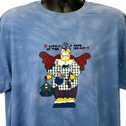 Vintage Hanes T-Shirt in blue featuring a graphic design of a character with a heart and stars