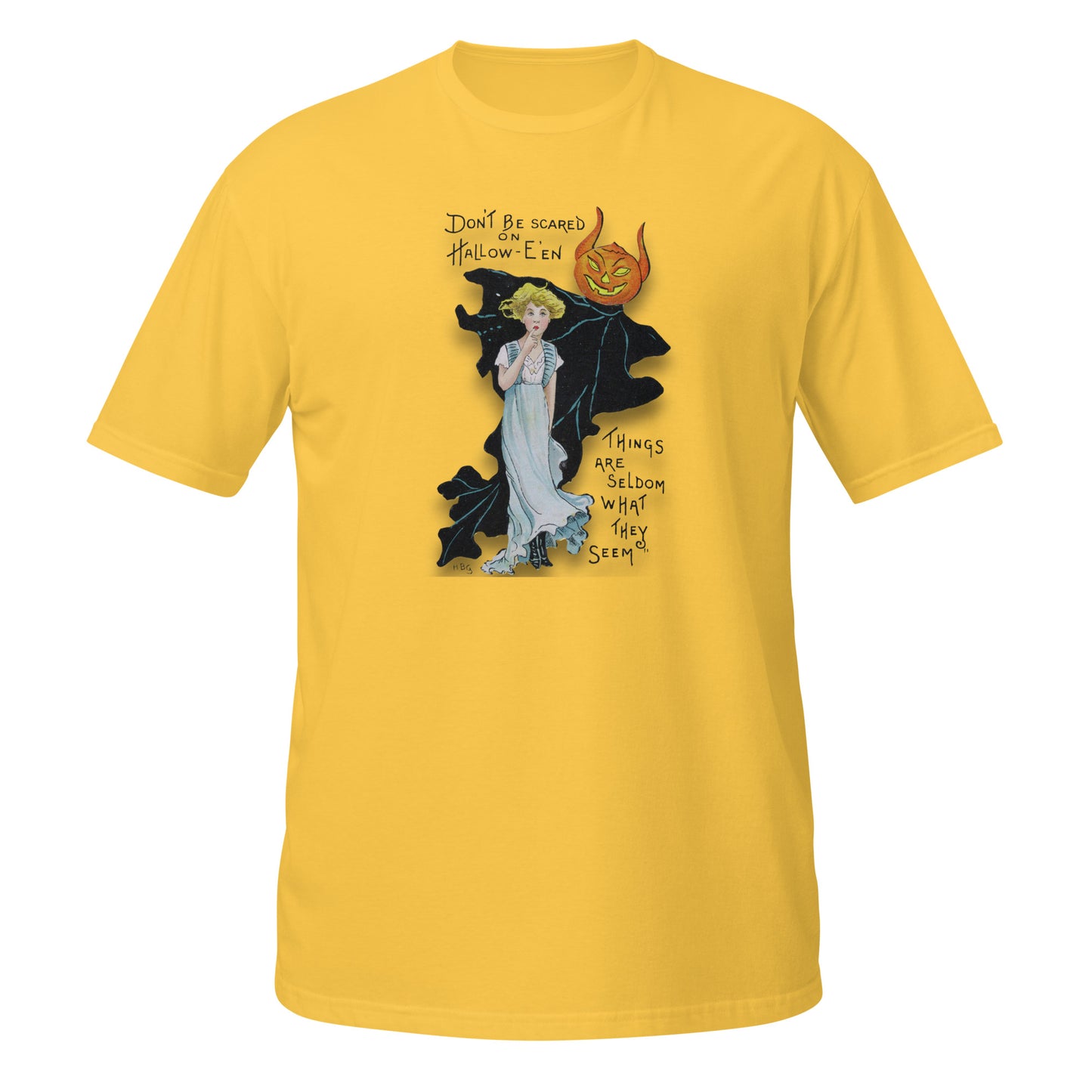 Halloween T-shirt featuring vintage graphic with a spooky figure and the text Don't Be Scared.