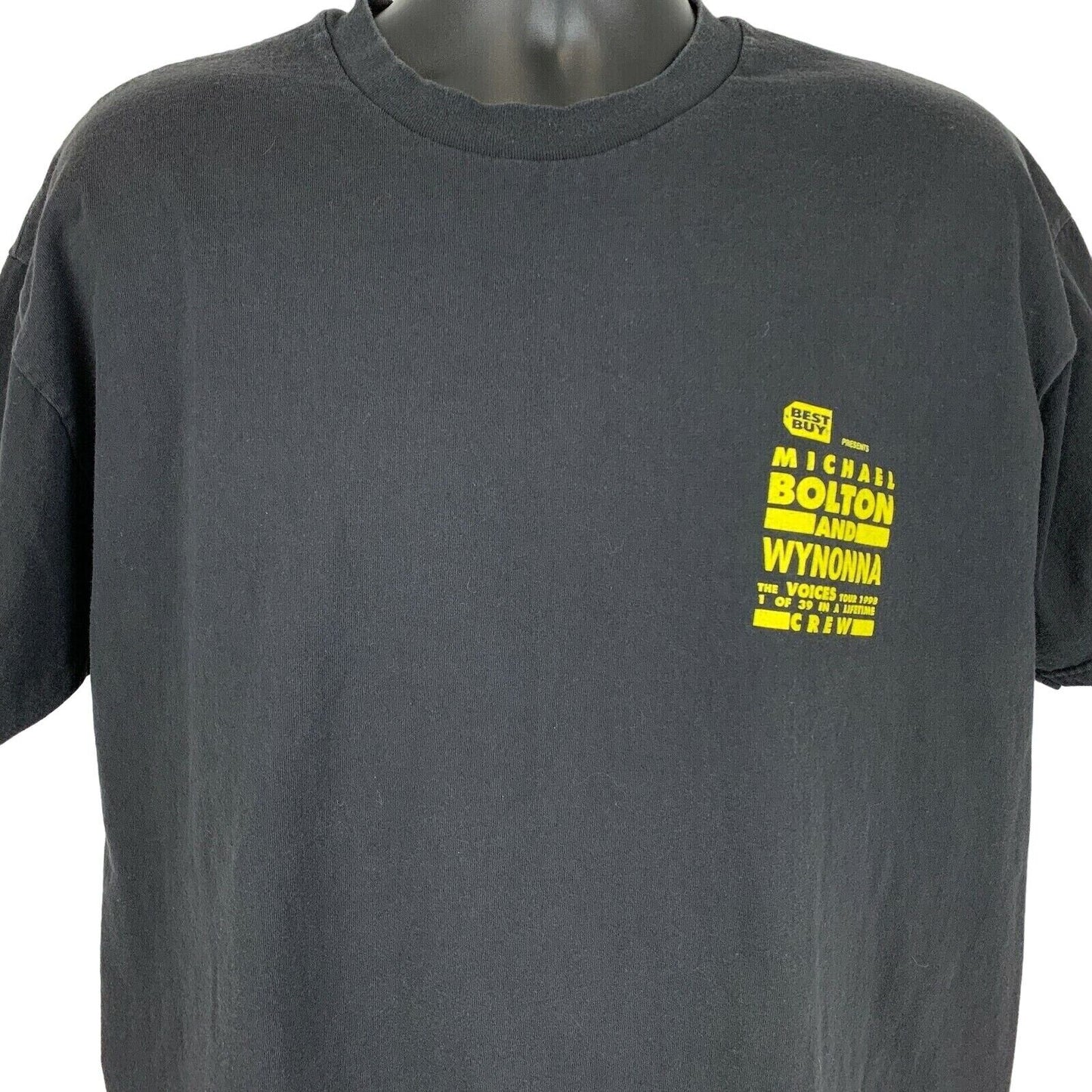 Black Stedman T-Shirt featuring Michael Bolton Wynonna Judd logo on the front, size large