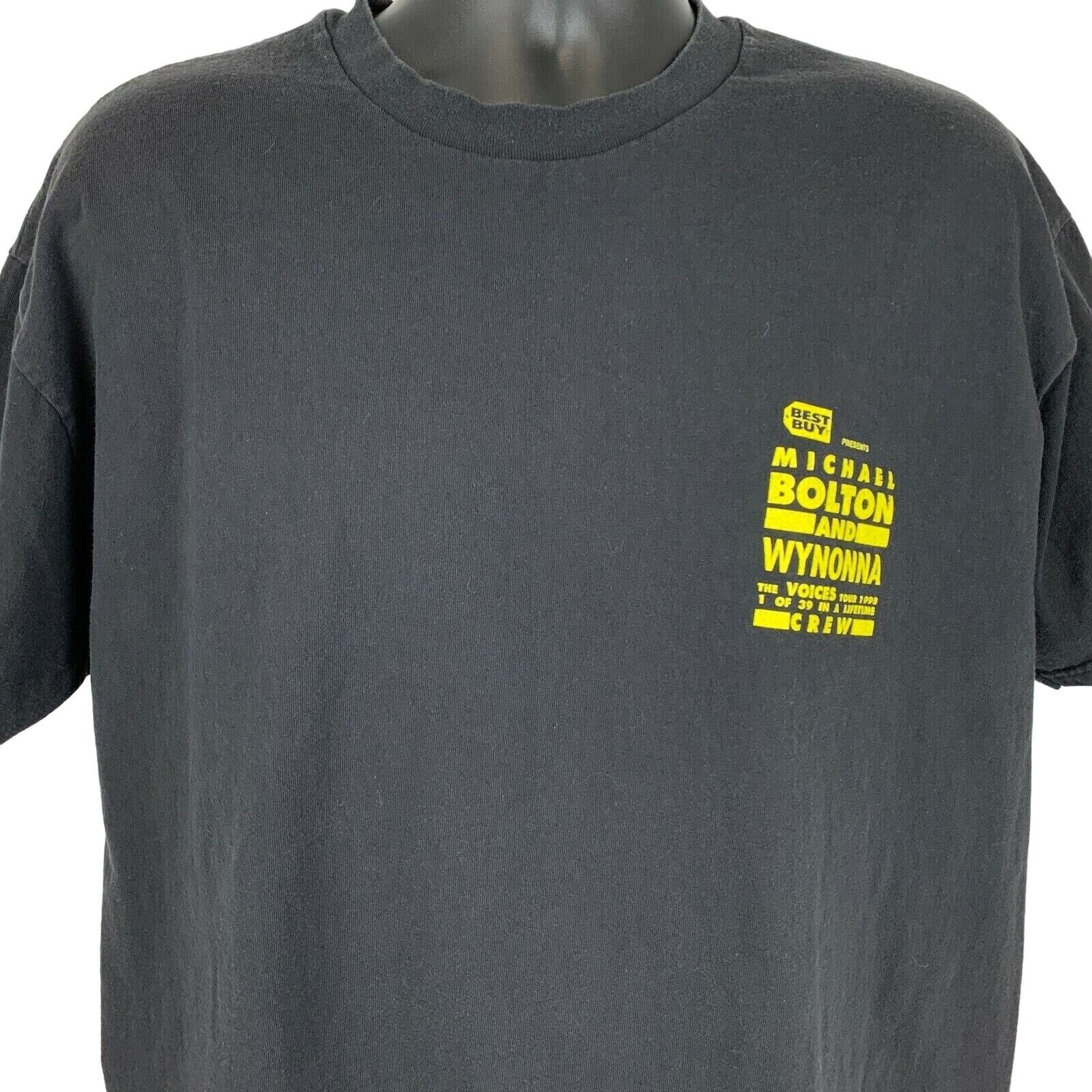 Black Stedman T-Shirt featuring Michael Bolton Wynonna Judd logo on the front, size large
