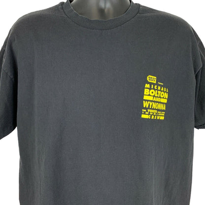 Black Stedman T-Shirt featuring Michael Bolton Wynonna Judd logo on the front, size large