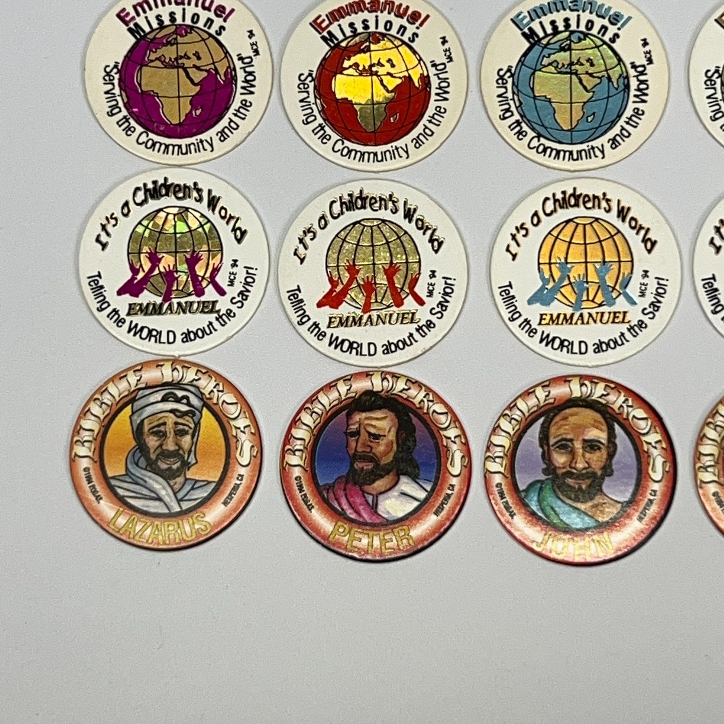 POG 90s Pogs Game Pieces in Multi-Color Vintage Design