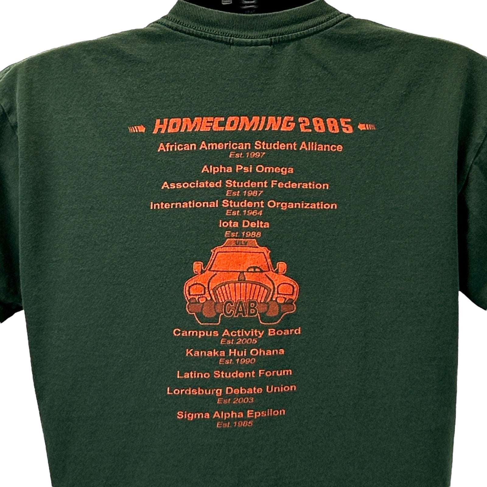 Green Gildan T-Shirt in size medium with University of La Verne Homecoming 2005 graphic on back