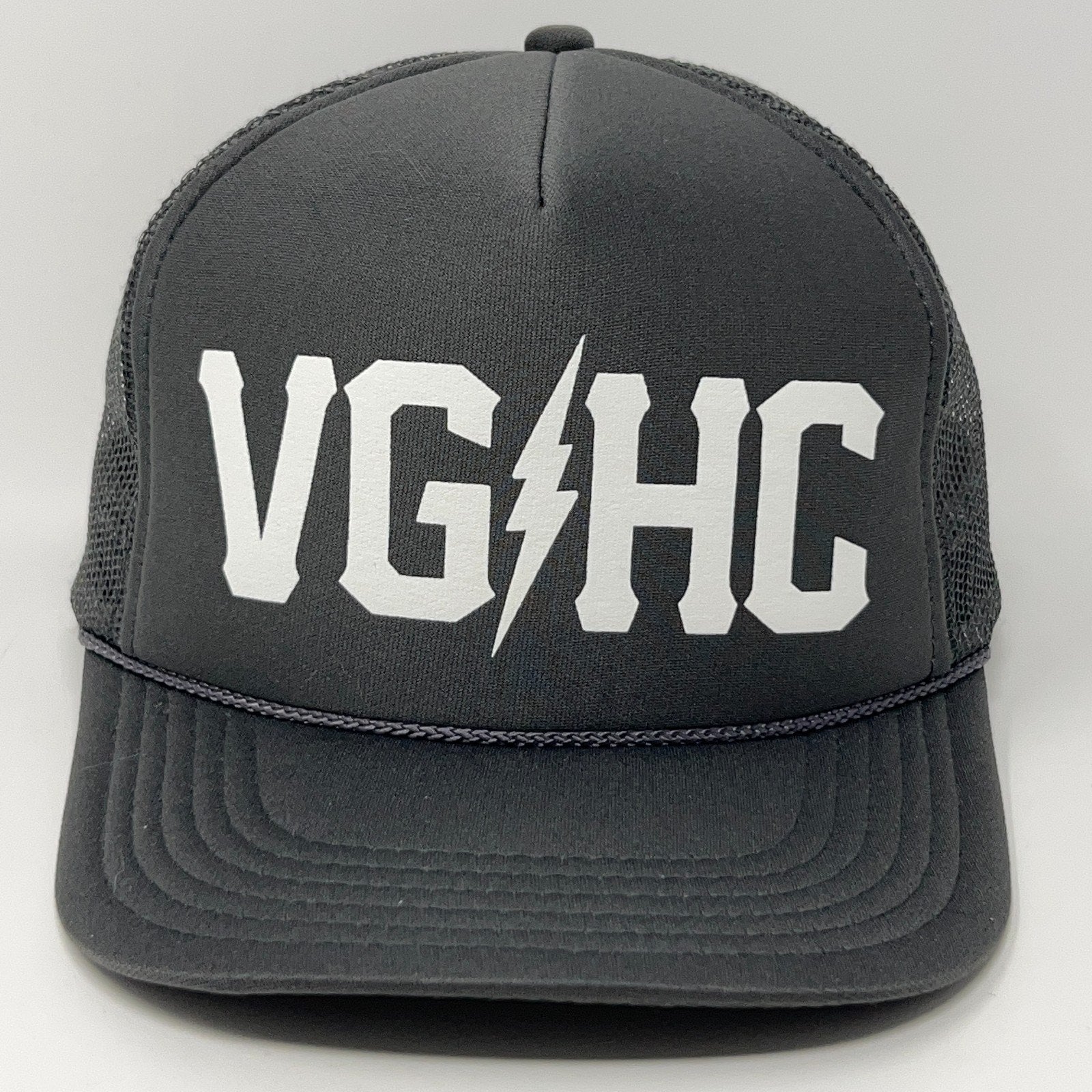 Front view of a gray Violent Gentlemen Hockey Club snapback hat with bold white logo