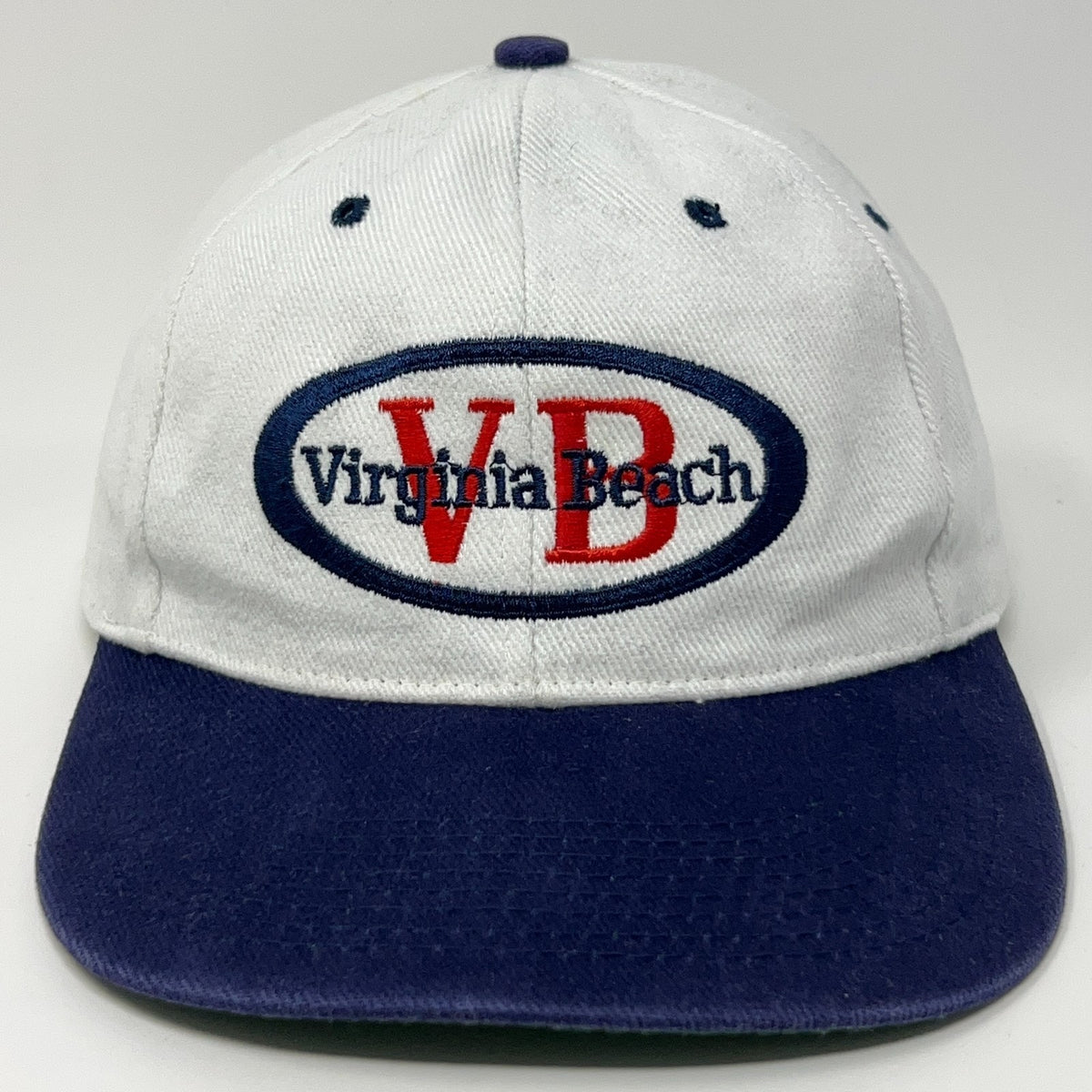 Virginia Beach Cap in White and Navy with Embroidered Logo