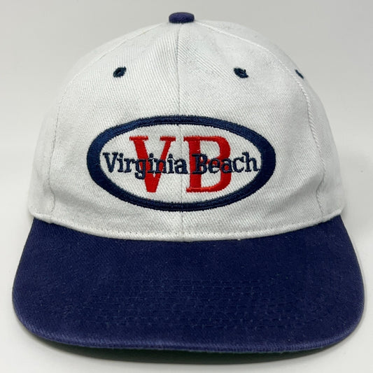 Virginia Beach Cap in White and Navy with Embroidered Logo