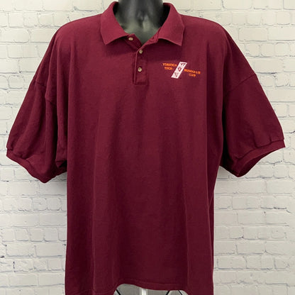 Gildan Vintage Virginia Tech Maroon Polo Shirt in 3XL with Embroidered Logo