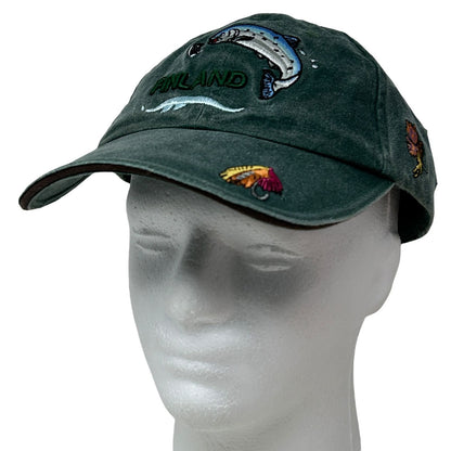 Finland Fly Fishing Hat Baseball Cap Fisherman Finnish 6 Panel Strapback Green