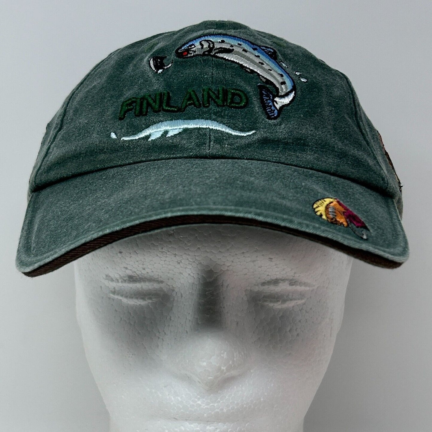 Finland Fly Fishing Hat Baseball Cap Fisherman Finnish 6 Panel Strapback Green