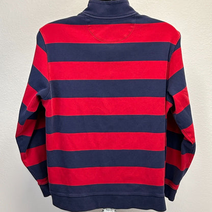 Vineyard Vines 1/4 Zip Sweater Mens Medium Logo Striped Long Sleeve Red Blue